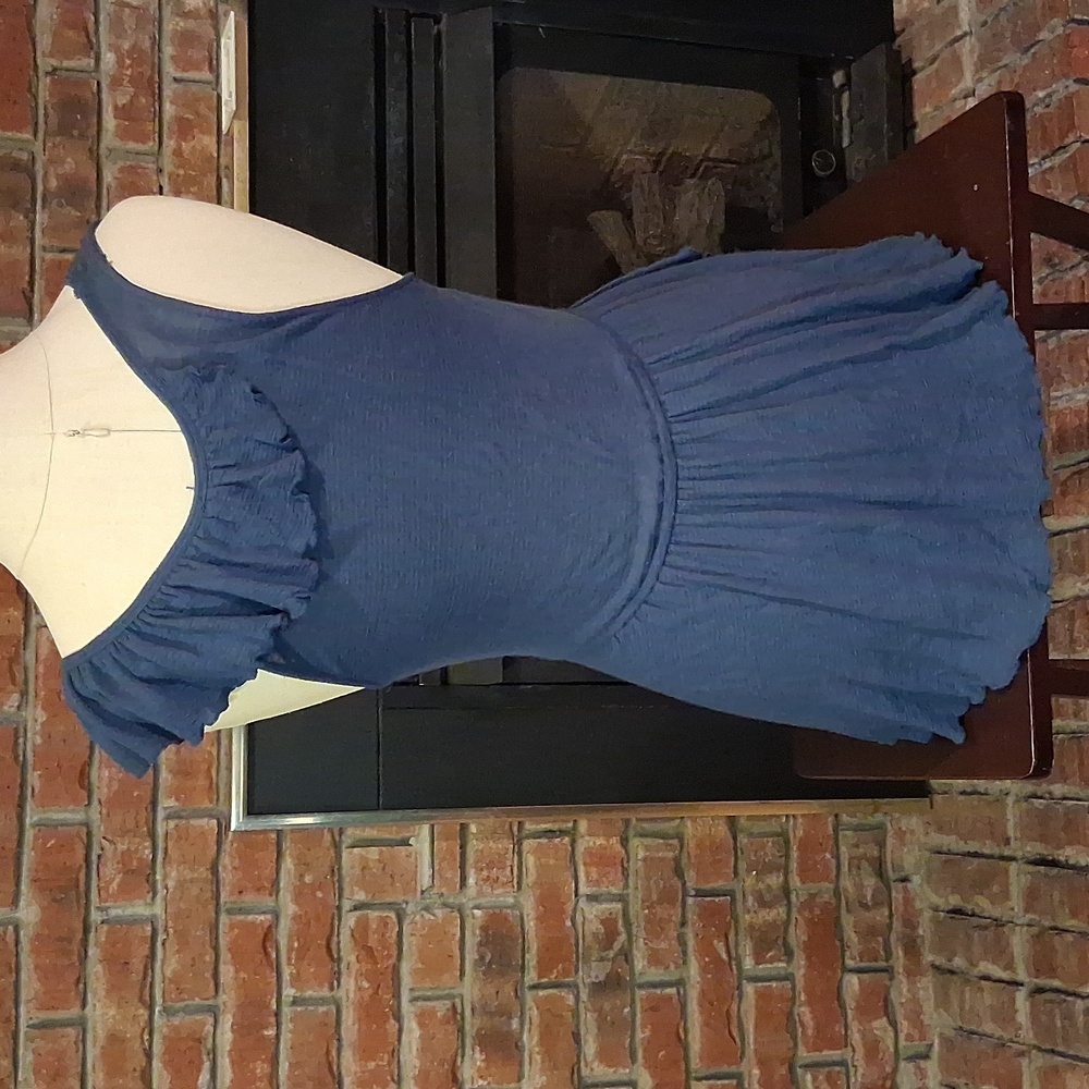 Free People Blue Ruffled Blouse - Picture 2 of 5